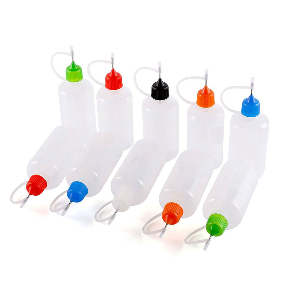 20Pcs Needle Tip Bottle Precision Plastic Applicator with Red Cap 5ml